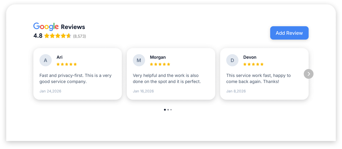 Google Reviews preview